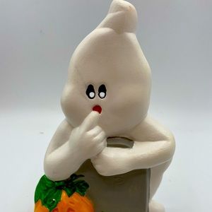 Vintage HALLOWEEN handmade ghost with grave ceramic figurine